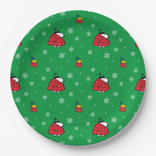 Erdnüsse | Snoopy Red Puffer Jacket Pappteller (Vorderseite)