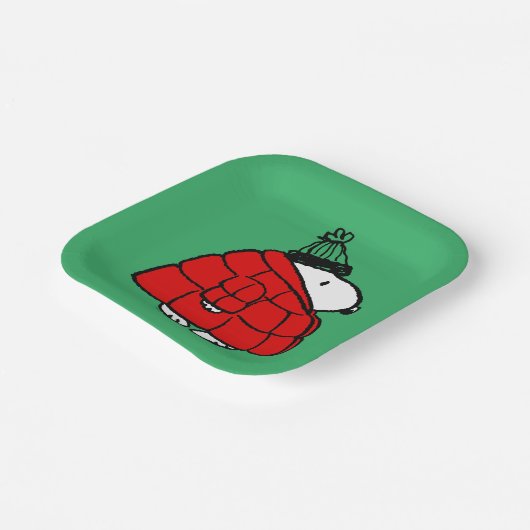 Erdnüsse | Snoopy Red Puffer Jacket Pappteller (Gewinkelt)