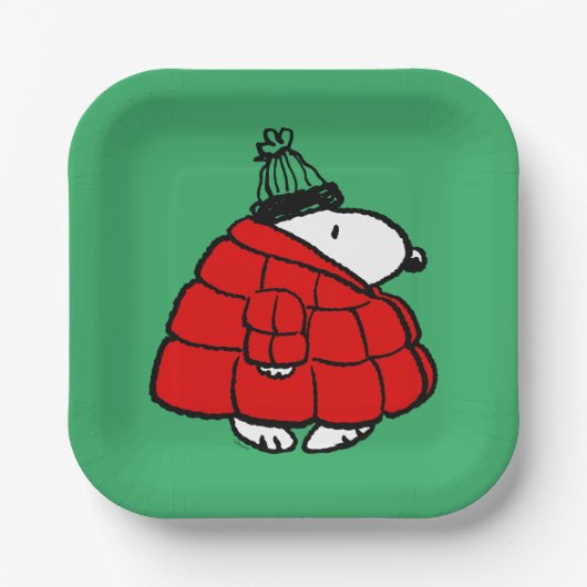 Erdnüsse | Snoopy Red Puffer Jacket Pappteller (Vorderseite)