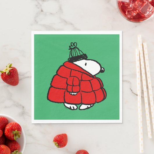 Erdnüsse | Snoopy Red Puffer Jacket Serviette (Beispiel)
