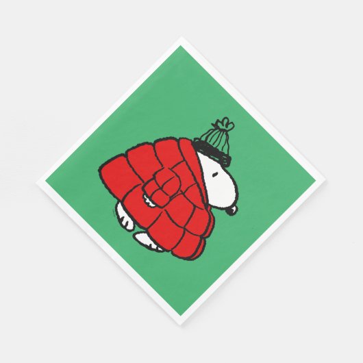 Erdnüsse | Snoopy Red Puffer Jacket Serviette (Ecke)