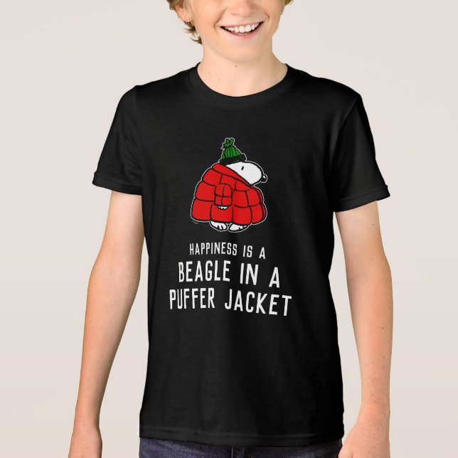 Erdnüsse | Snoopy Red Puffer Jacket Tri-Blend Shirt (Vorderseite)
