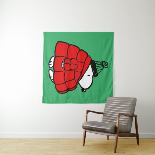 Erdnüsse | Snoopy Red Puffer Jacket Wandteppich (Beispiel (Horizontal))