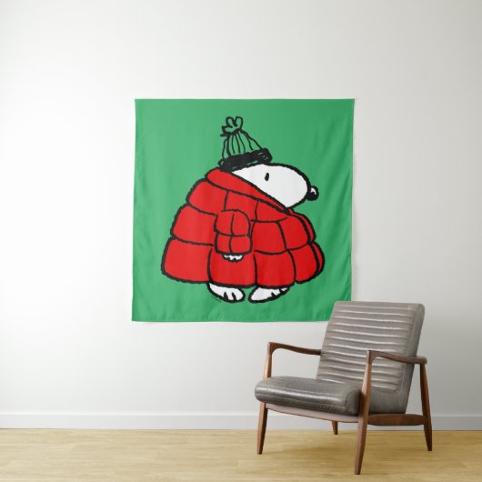 Erdnüsse | Snoopy Red Puffer Jacket Wandteppich (Beispiel)