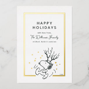 Erdnüsse   Snoopy Rentier Family Foto Folien Feiertagskarte