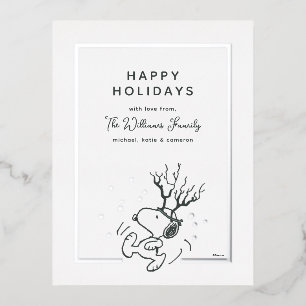 Erdnüsse Snoopy Rentier Family Foto Folien Feiertagspostkarte