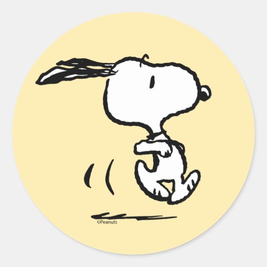 Erdnüsse | Snoopy Running Runder Aufkleber (Vorderseite)