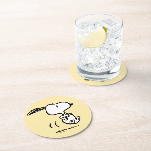 Erdnüsse | Snoopy Running Runder Pappuntersetzer (Vor Ort)