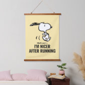 Erdnüsse | Snoopy Running Wandteppich Mit Holzrahmen (Schlafzimmer)