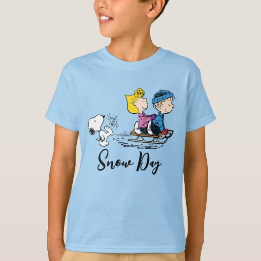 Erdnüsse | Snoopy, Sally & Linus Sled Riding T-Shirt (Vorderseite)