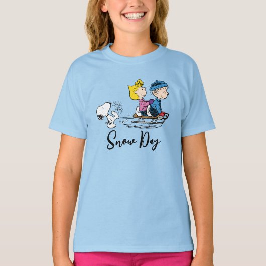 Erdnüsse | Snoopy, Sally & Linus Sled Riding T-Shirt (Vorderseite)