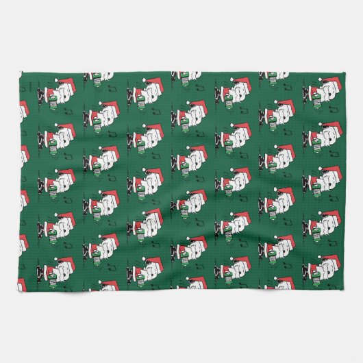 Erdnüsse | Snoopy Santa Claus Accordian Geschirrtuch (Horizontal)