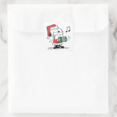 Erdnüsse | Snoopy Santa Claus Accordian Quadratischer Aufkleber (Tasche)