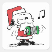 Erdnüsse | Snoopy Santa Claus Accordian Quadratischer Aufkleber (Vorderseite)
