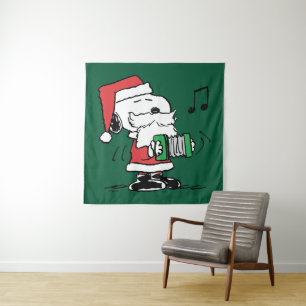 Erdnüsse   Snoopy Santa Claus Accordian Wandteppich