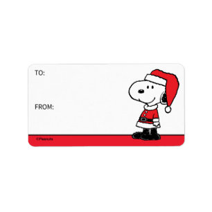 Erdnüsse   Snoopy Santa Claus Gift Tag Adressaufkleber