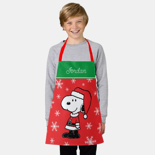 Erdnüsse | Snoopy Santa Claus | Name hinzufügen Schürze (Getragen)