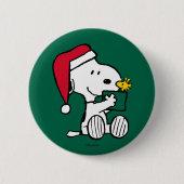 Erdnüsse | Snoopy Santa & Woodstock Geschenk Button (Vorderseite)