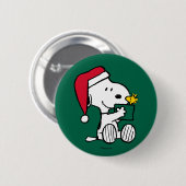 Erdnüsse | Snoopy Santa & Woodstock Geschenk Button (Vorne & Hinten)