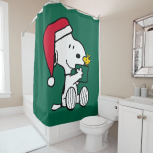 Erdnüsse Snoopy Santa & Woodstock Geschenk Duschvorhang