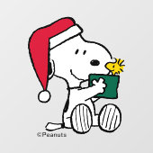Erdnüsse | Snoopy Santa & Woodstock Geschenk Fensteraufkleber (Blatt)