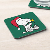 Erdnüsse | Snoopy Santa & Woodstock Geschenk Getränkeuntersetzer (Linke Seite)