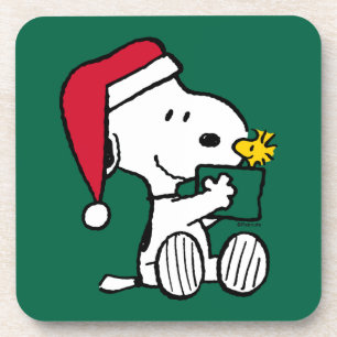 Erdnüsse   Snoopy Santa & Woodstock Geschenk Getränkeuntersetzer