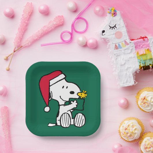 Erdnüsse | Snoopy Santa & Woodstock Geschenk Pappteller (Party)