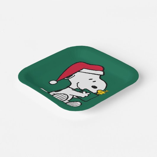 Erdnüsse | Snoopy Santa & Woodstock Geschenk Pappteller (Gewinkelt)