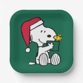 Erdnüsse | Snoopy Santa & Woodstock Geschenk Pappteller (Vorderseite)