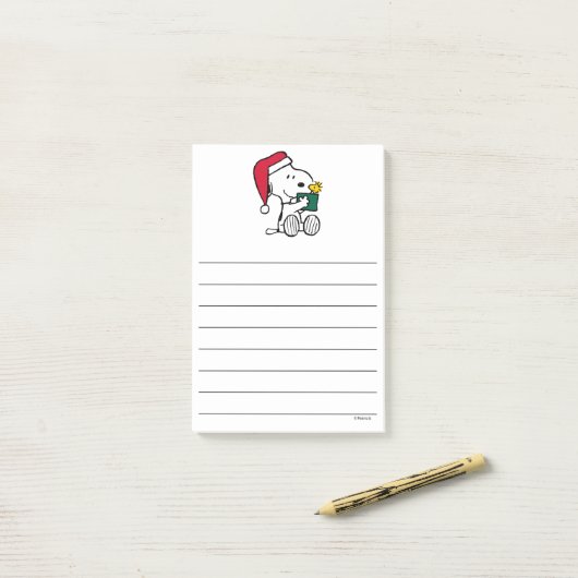 Erdnüsse | Snoopy Santa & Woodstock Geschenk Post-it Klebezettel (Auf Schreibtisch)