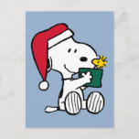 Erdnüsse | Snoopy Santa & Woodstock Geschenk Postkarte<br><div class="desc">Karo aus diesem lustigen Peanuts Weihnachtsdesign.</div>