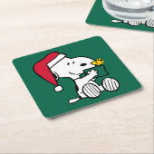 Erdnüsse | Snoopy Santa & Woodstock Geschenk Rechteckiger Pappuntersetzer (angewinkelt)
