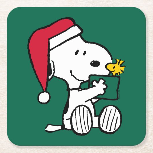 Erdnüsse | Snoopy Santa & Woodstock Geschenk Rechteckiger Pappuntersetzer (Vorderseite)