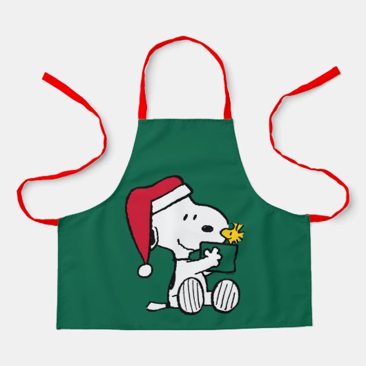 Erdnüsse | Snoopy Santa & Woodstock Geschenk Schürze (Vorderseite)