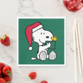 Erdnüsse | Snoopy Santa & Woodstock Geschenk Serviette (Beispiel)
