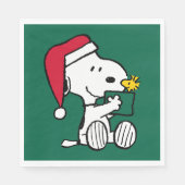 Erdnüsse | Snoopy Santa & Woodstock Geschenk Serviette (Vorderseite)