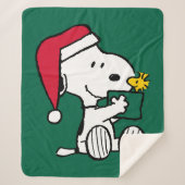 Erdnüsse | Snoopy Santa & Woodstock Geschenk Sherpadecke (Vorderseite)