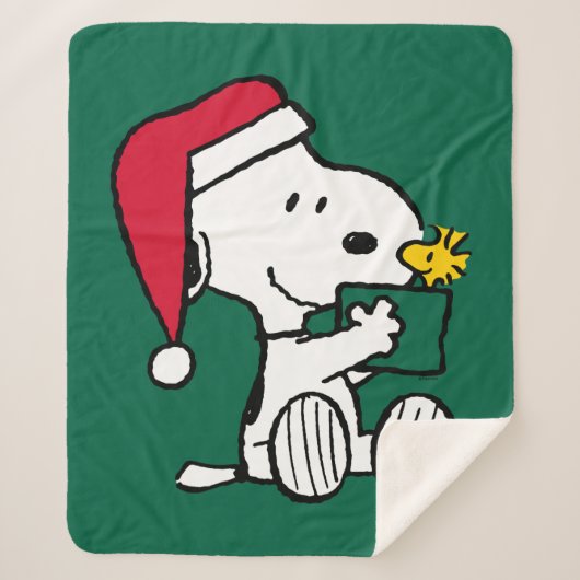Erdnüsse | Snoopy Santa & Woodstock Geschenk Sherpadecke (Vorderseite)