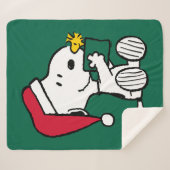 Erdnüsse | Snoopy Santa & Woodstock Geschenk Sherpadecke (Vorderseite (Horizontal))