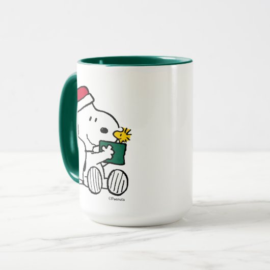 Erdnüsse | Snoopy Santa & Woodstock Geschenk Tasse (Vorderseite Links)