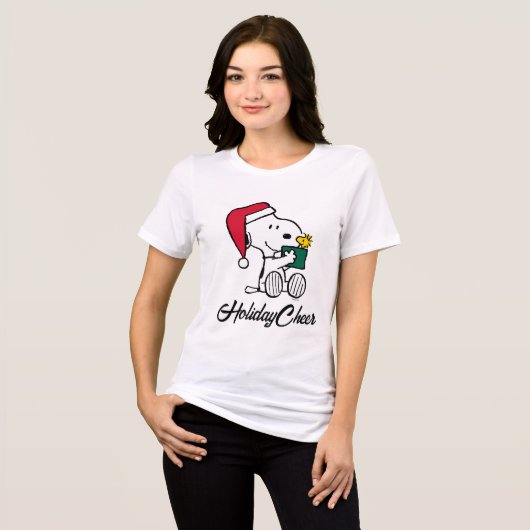Erdnüsse | Snoopy Santa & Woodstock Geschenk Tri-Blend Shirt (Vorderseite voll)