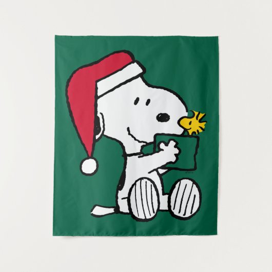 Erdnüsse | Snoopy Santa & Woodstock Geschenk Wandteppich (Vorderseite)