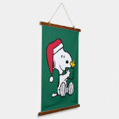 Erdnüsse | Snoopy Santa & Woodstock Geschenk Wandteppich Mit Holzrahmen (Gewinkelt)