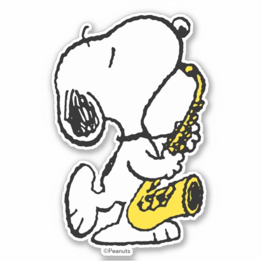 Erdnüsse | Snoopy Saxophone Player Aufkleber (Vorderseite)