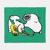 Erdnüsse | Snoopy Saxophone Player Fleecedecke (Vorderseite (Horizontal))