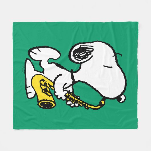 Erdnüsse | Snoopy Saxophone Player Fleecedecke (Vorderseite (Horizontal))