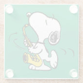 Erdnüsse | Snoopy Saxophone Player Glasuntersetzer (Rückseite)