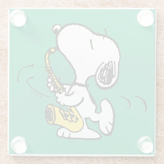 Erdnüsse | Snoopy Saxophone Player Glasuntersetzer (Rückseite)