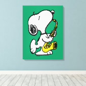Erdnüsse | Snoopy Saxophone Player Leinwanddruck (Insitu (Holzboden))
